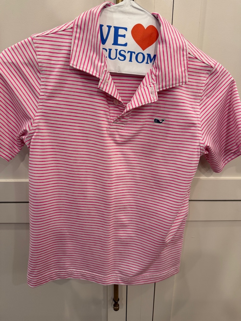 Vineyard Vines Pink and White Striped Kids Polo
